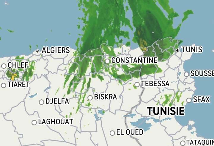 La Tunisie et l’Algérie connaitront des fortes pluies et orages ce dimanche soir
