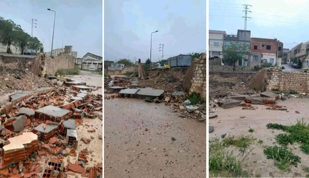 Sakiet Sidi Youssef : Effondrement partiel du mur du lycée 8 Février 1958 après de fortes pluies