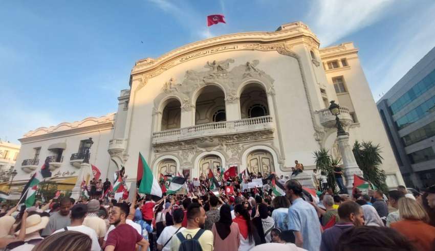 Rassemblement à Tunis en soutien à la Caravane Soumoud et à la cause palestinienne