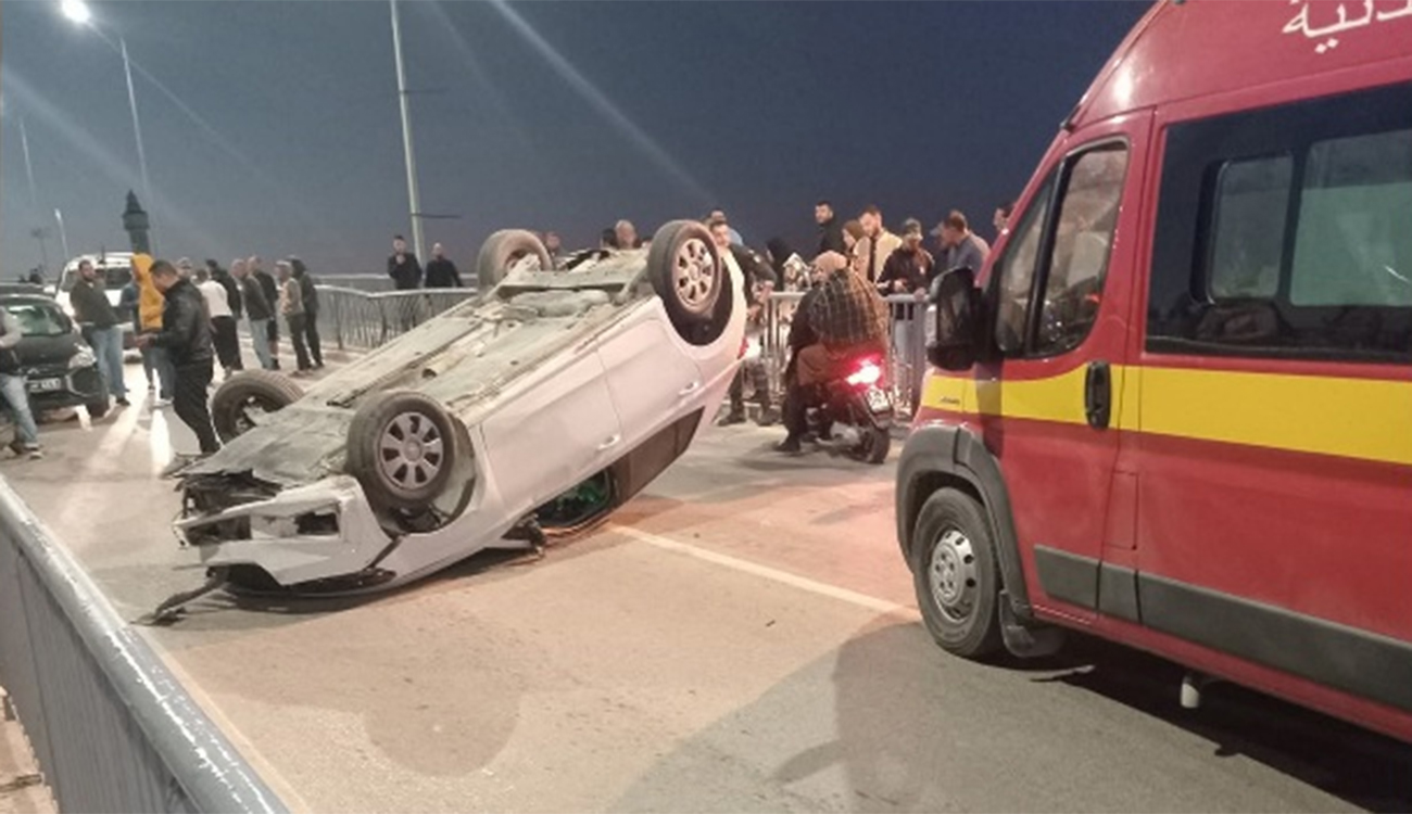 Voiture renversée sur le pont de Bizerte : un blessé...