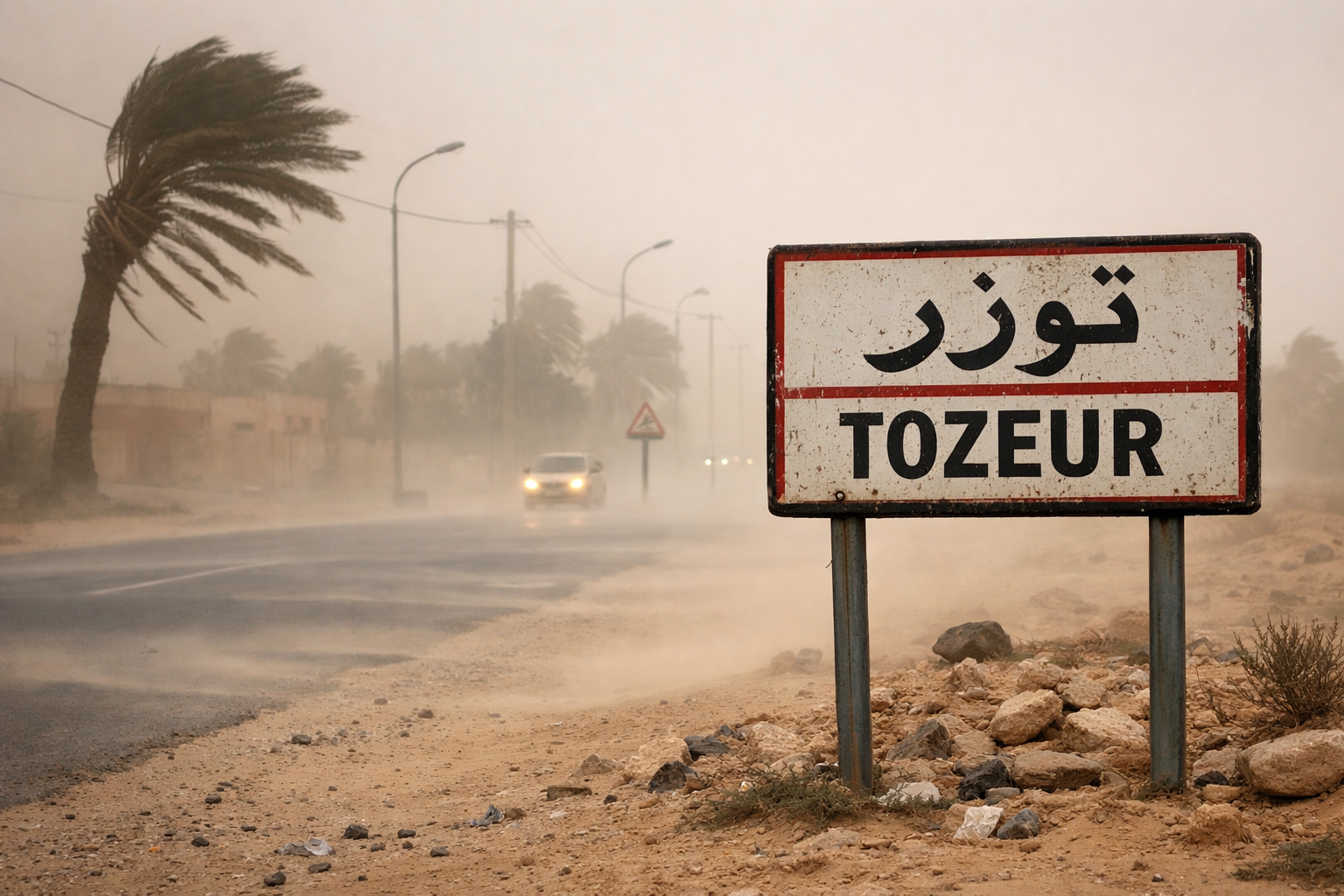 Rafales jusqu’à 130 km/h à Tozeur : la protection civile...