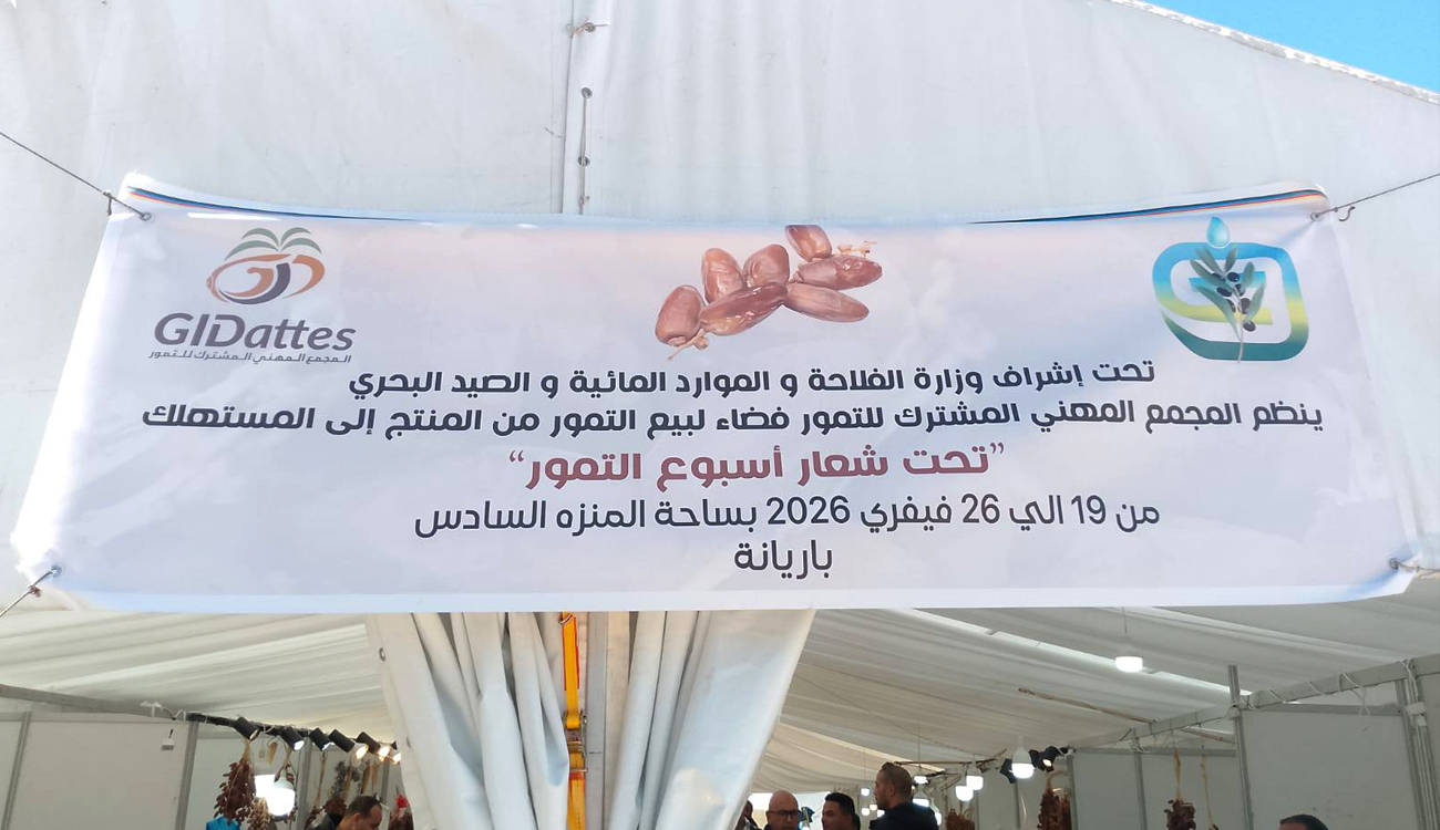 Ariana : dattes du Sud tunisien exposées dans un marché...