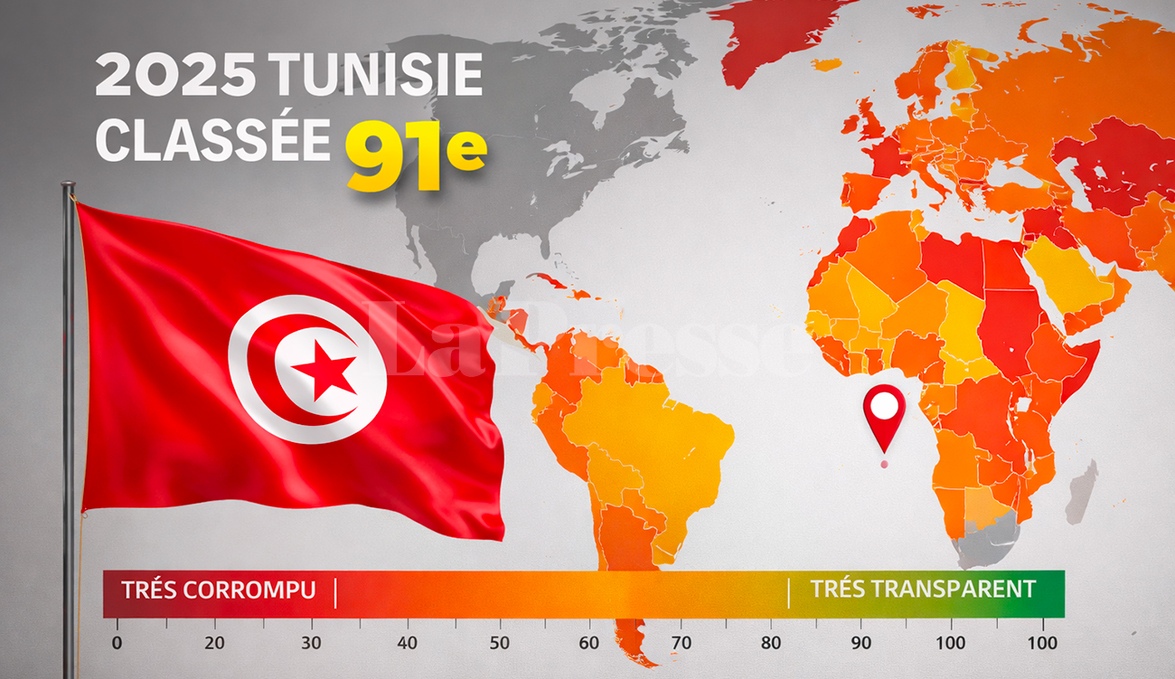 Indice de corruption en 2025 : la Tunisie classée 91ème...
