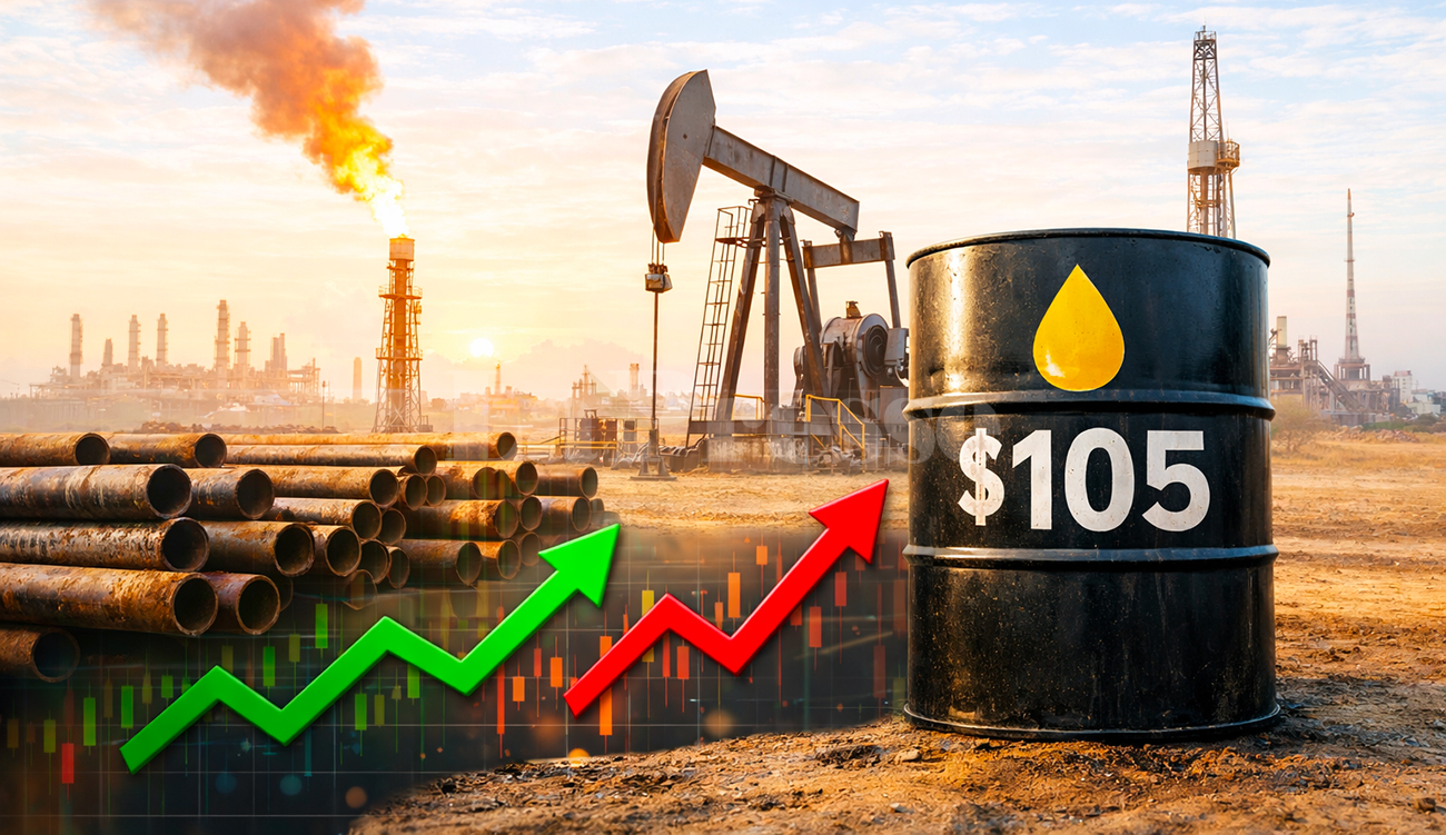 Pétrole : le Brent à près de 105 dollars le...