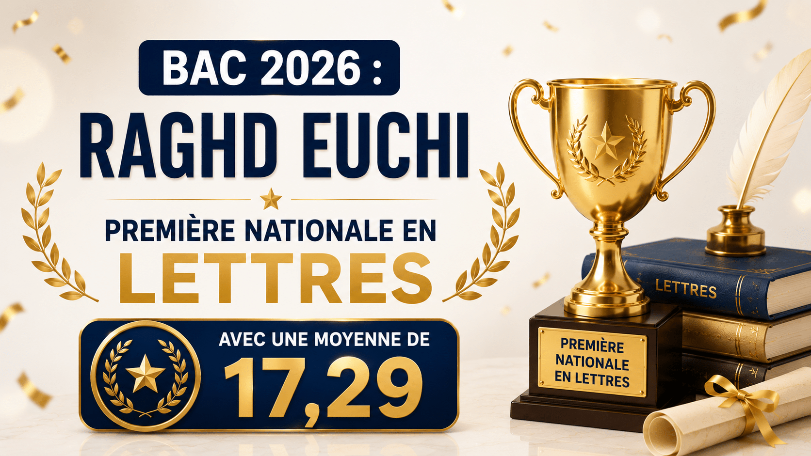 Bac 2026 : Raghd Euchi première nationale en lettres avec...