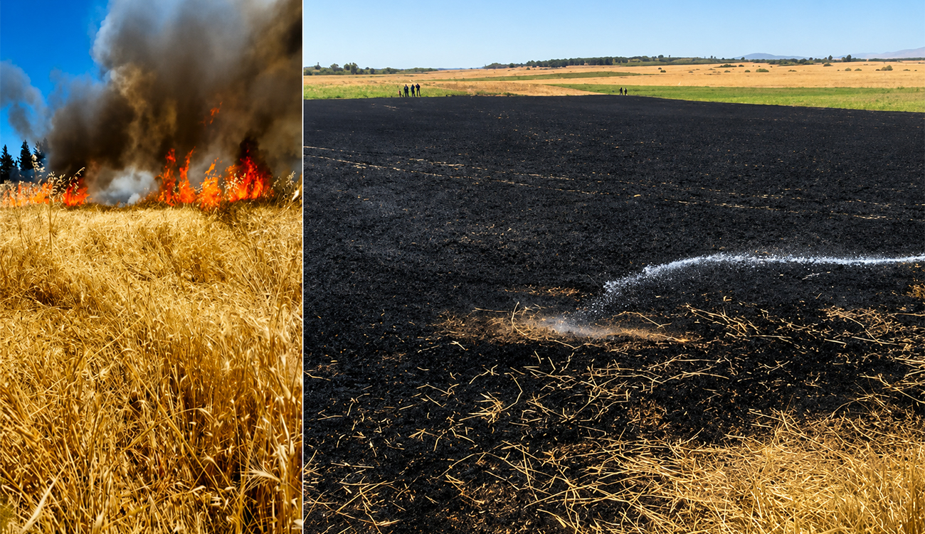 Jendouba : un incendie ravage un hectare de blé dur...