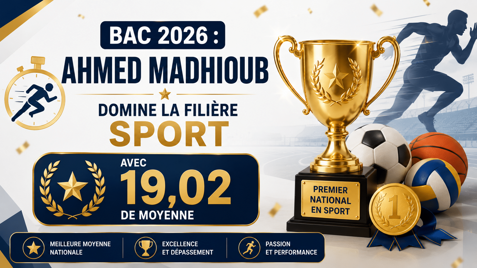 Bac 2026 : Ahmed Madhioub domine la filière sport avec...