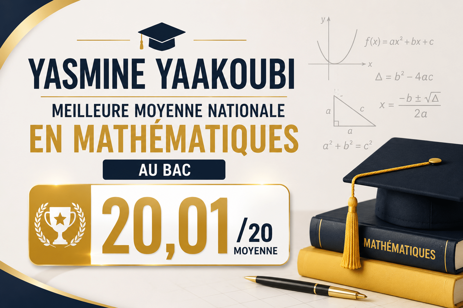 Yasmine Yaakoubi : meilleure moyenne nationale en mathématiques au bac...